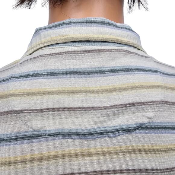 Tommy Bahama Polo Shirt Silk Cotton Men L Multicolor Striped Short Sleeves - Picture 11 of 13